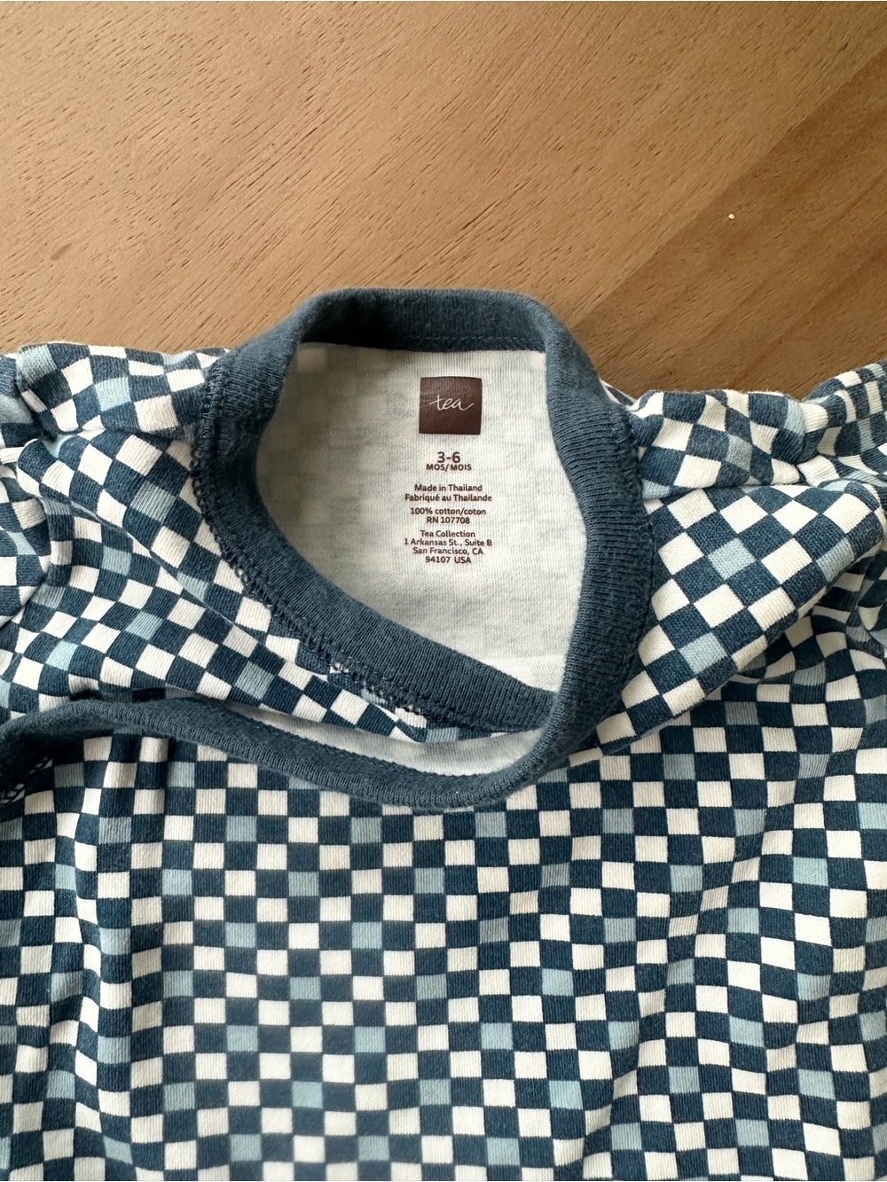 Tea Collection Baby Checkerboard Wrap Top, Size 3-6M, Navy/White - Picture 4 of 5